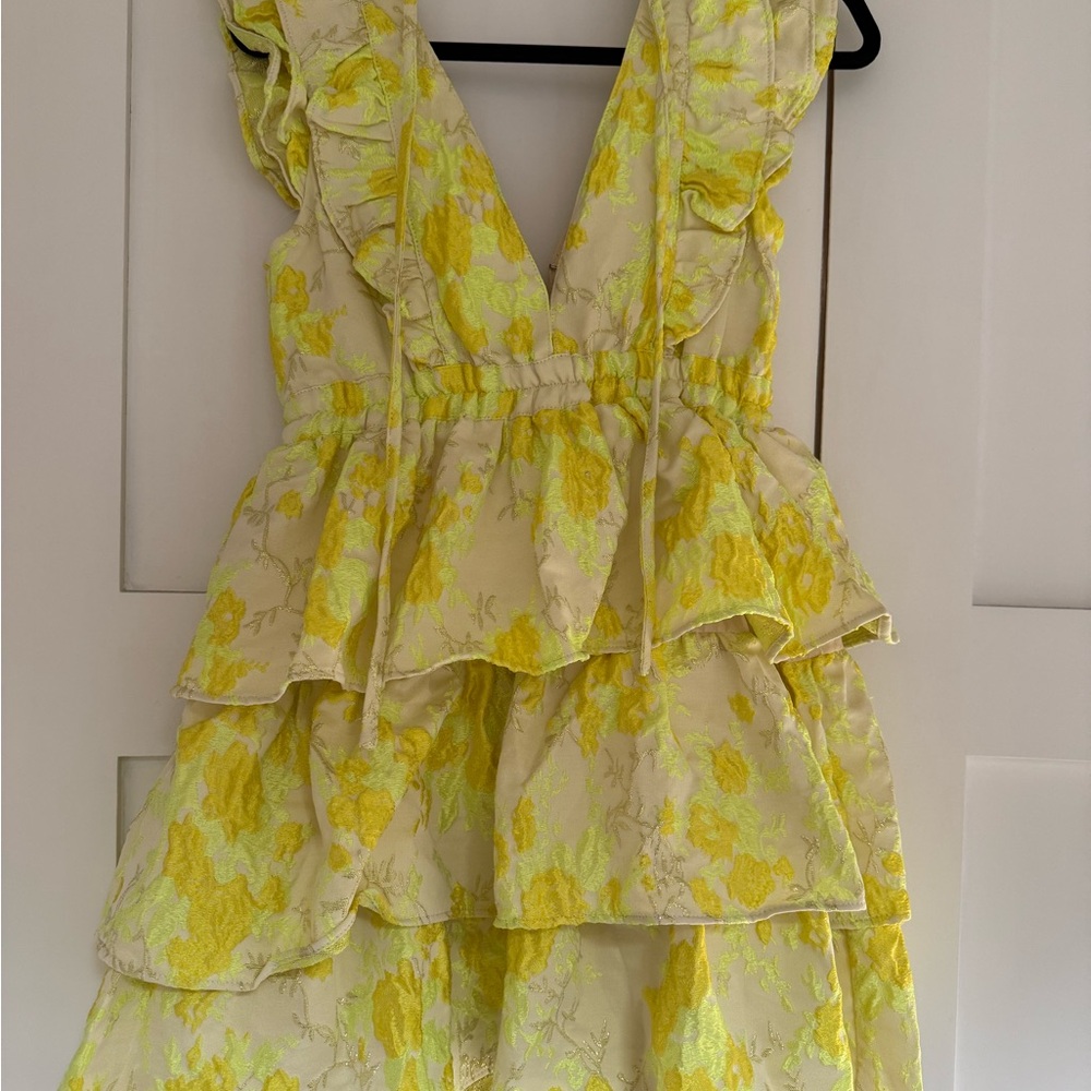 Buddy Love Yellow and White Ruffled Tiered Sundress
